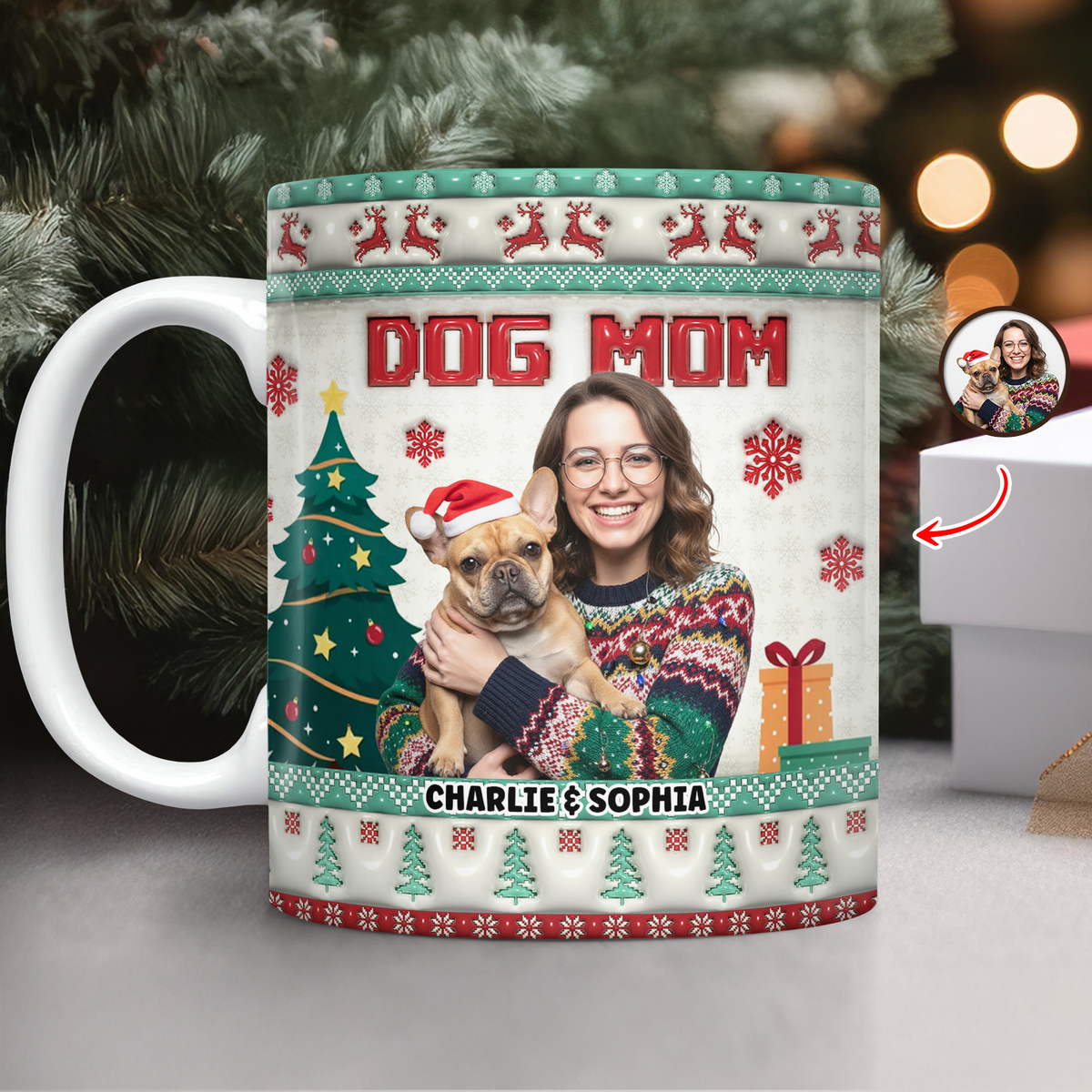 Custom Christmas Dog Mom Cat Mom- Personalized Custom 3D Inflated Effect Mug CH07 896588