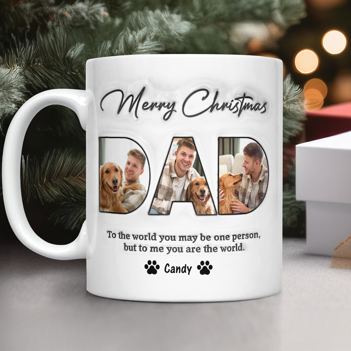 Custom Photo Merry Christmas 3D Inflated Effect Mug For Dad TH10 894315