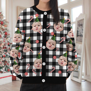 Custom Face Photo Christmas Pattern Cardigan Christmas Gift HO82 900398