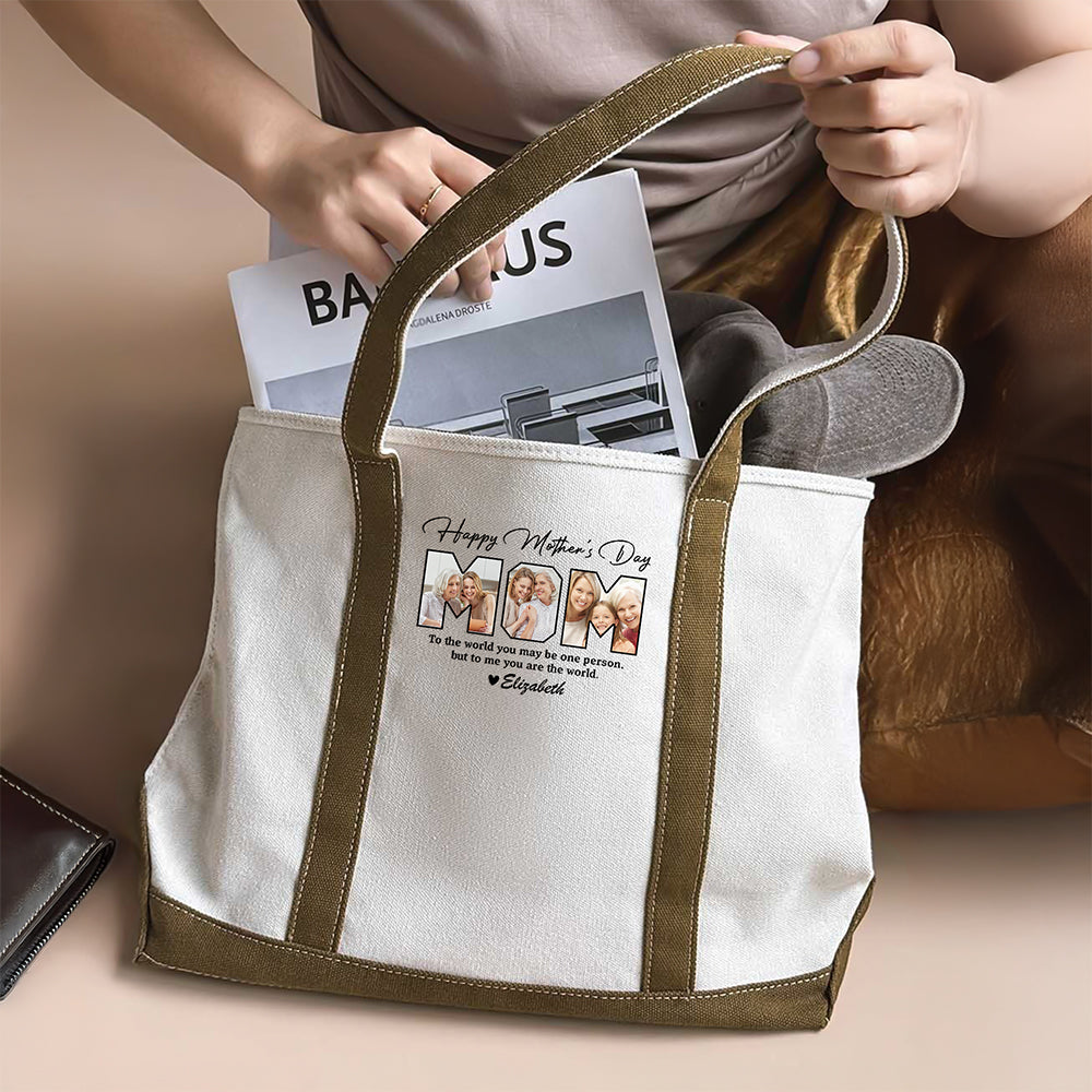 Custom Photo Happy Mother's Day To Mom Monogram Beach Bag, Personalized Gift for Mom HO82 902016