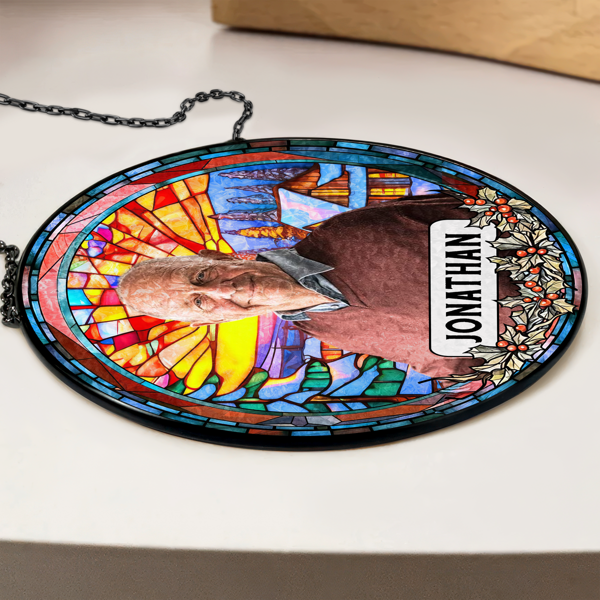 Custom Photo and Name Grandparent Memorial Stained Glass Suncatcher HA75 897150