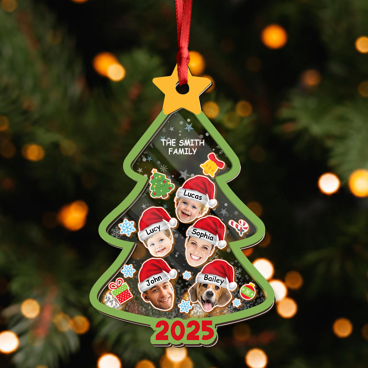 Christmas Tree With Funny Face Personalized Shaker Ornament Christmas Gift For Family CH07 896912