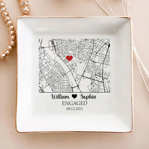 Custom Map Engaged Ring Dish Gifts For Couple HO82 901114