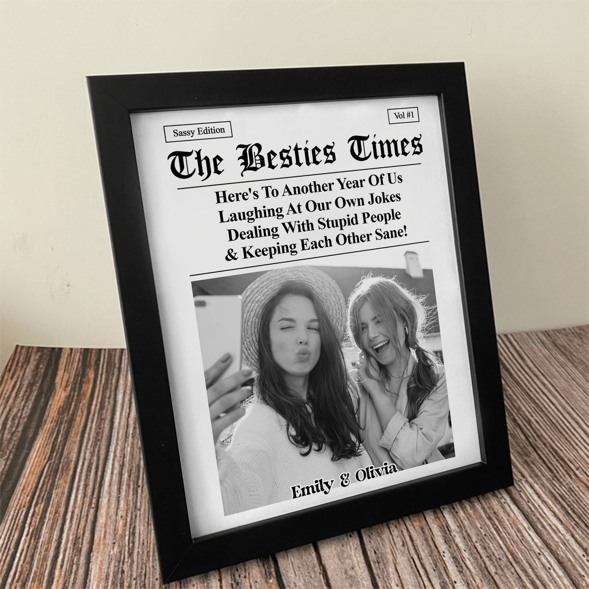Custom Photo Bestie Time Here's To Another Year Of Us Newspaper Picture Frame LM32 895437