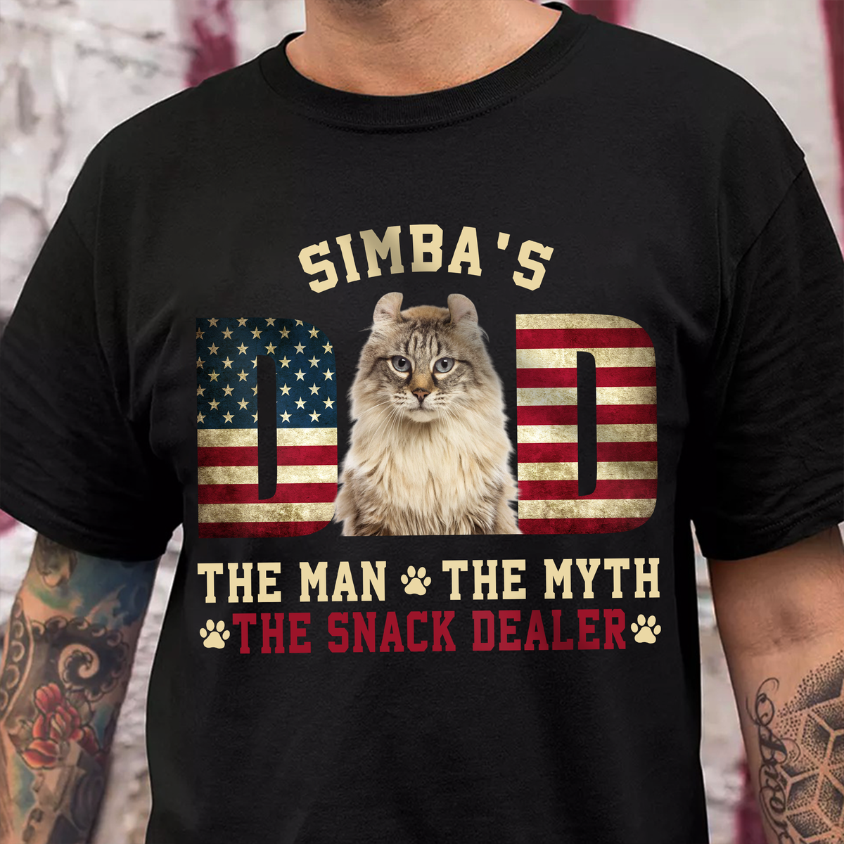 Custom Photo Cat - Cat's Dad The Man The Myth The Dealer American Flag Dad Shirt HA75 892442