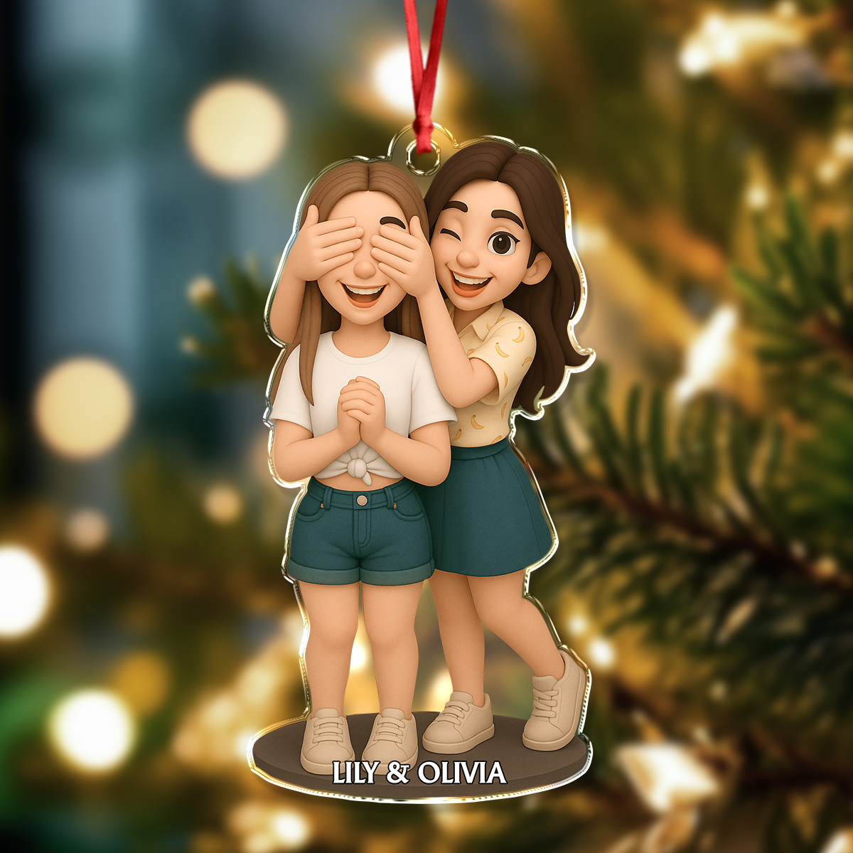 Custom Bestie Photo 3D Effect Figure For Christmas Acrylic Ornament LM32 895905