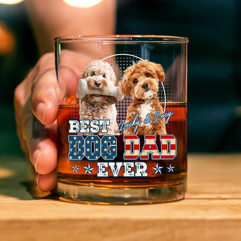 Custom Photo Best Dog Dad Ever Dog Whiskey Glass Gift For Dad HO82 893930