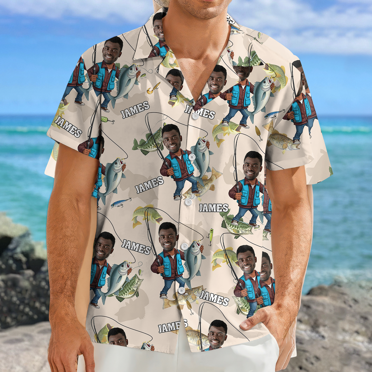 Custom Photo Dad Fishing - Personalized Reel Cool Dad Hawaiian Shirt For Fishing Lover CH07 895748