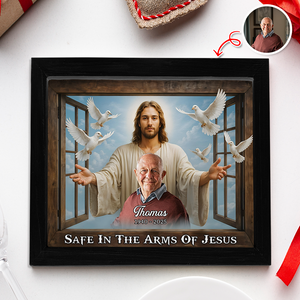 Custom Photo Safe In The Arms Of Jesus Memorial Picture Frame LM32 893901
