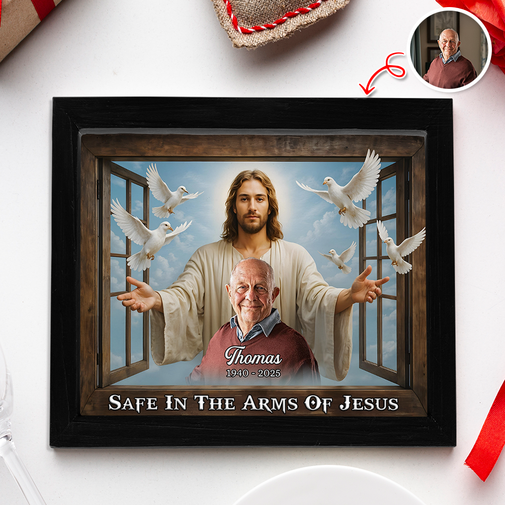 Custom Photo Safe In The Arms Of Jesus Memorial Picture Frame LM32 893901