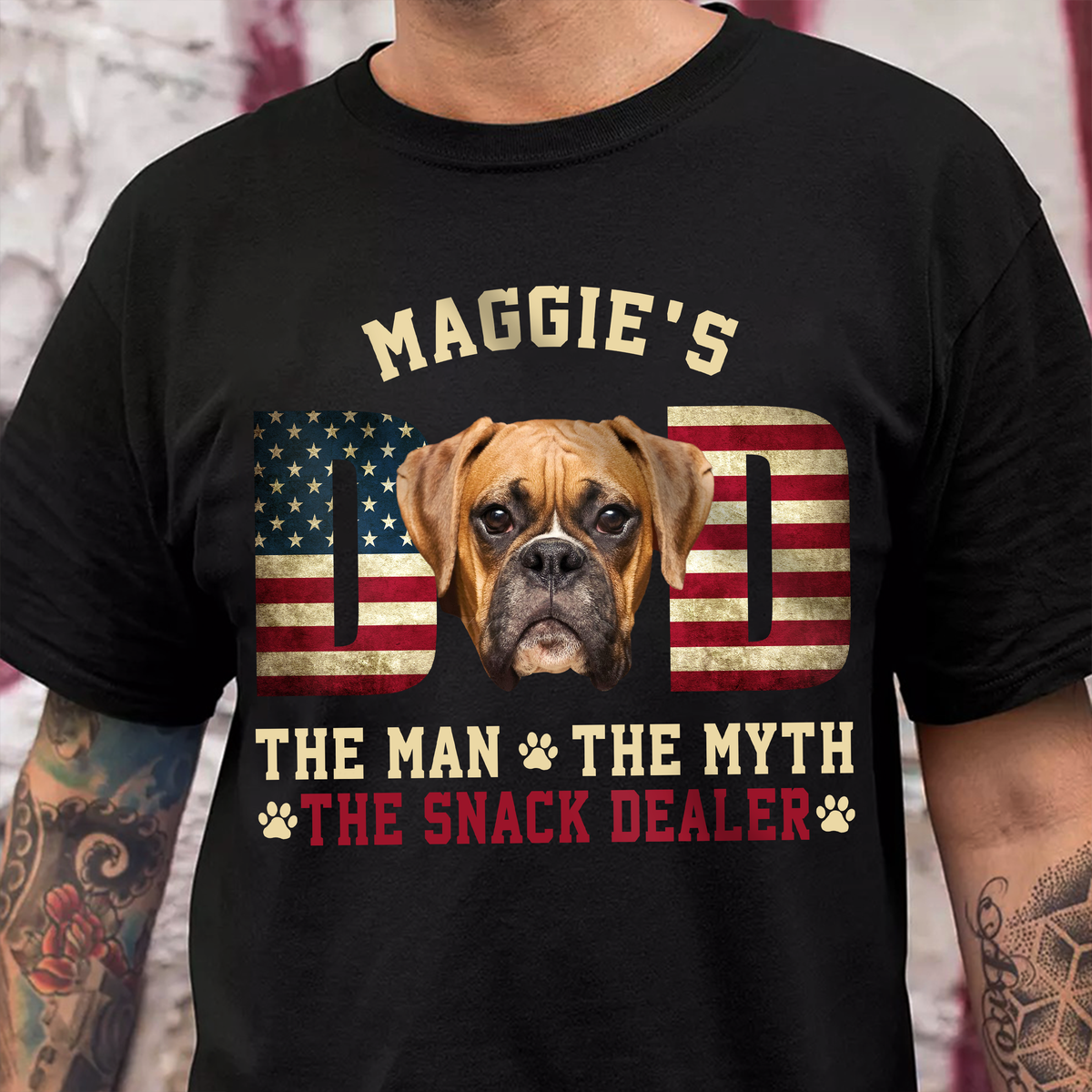 Custom Photo Dog - Dog's Dad The Man The Myth The Dealer American Flag Dad Shirt HA75 892440