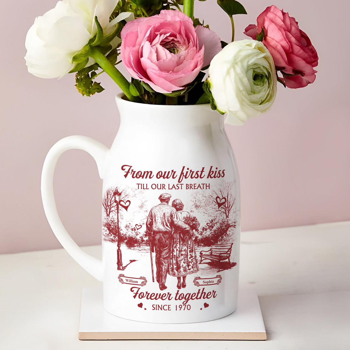 You & Me We Got This Personalized Couple Toile De Jouy Vase LM32 893965
