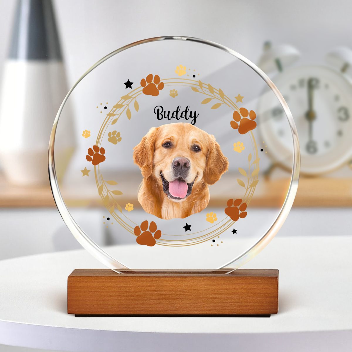 Custom Dog Photo For Dog Lovers Round Acrylic Frame Block HO82 894156