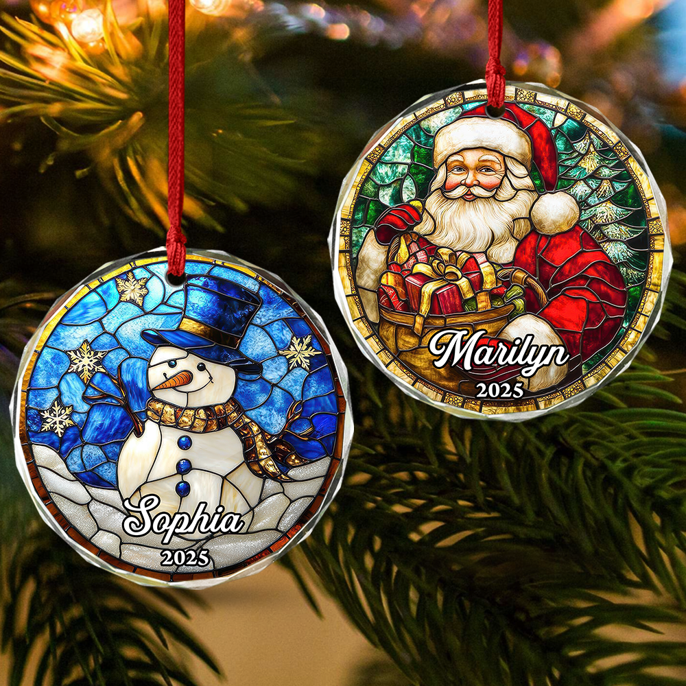 Custom Name Personalized Christmas Glass Ornament HA75 897816