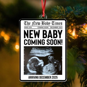 Custom Photo New Baby Coming Soon Acrylic Ornament Christmas Gift For Family HO82 894752