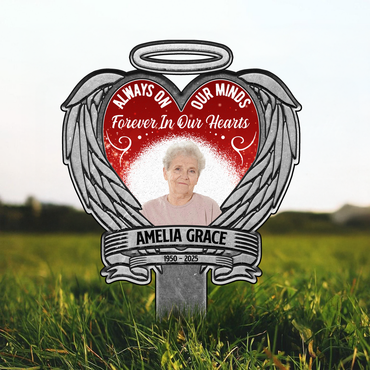 Custom Photo Always On Our Minds - Forever In Our Hearts Garden Stake HA75 892702