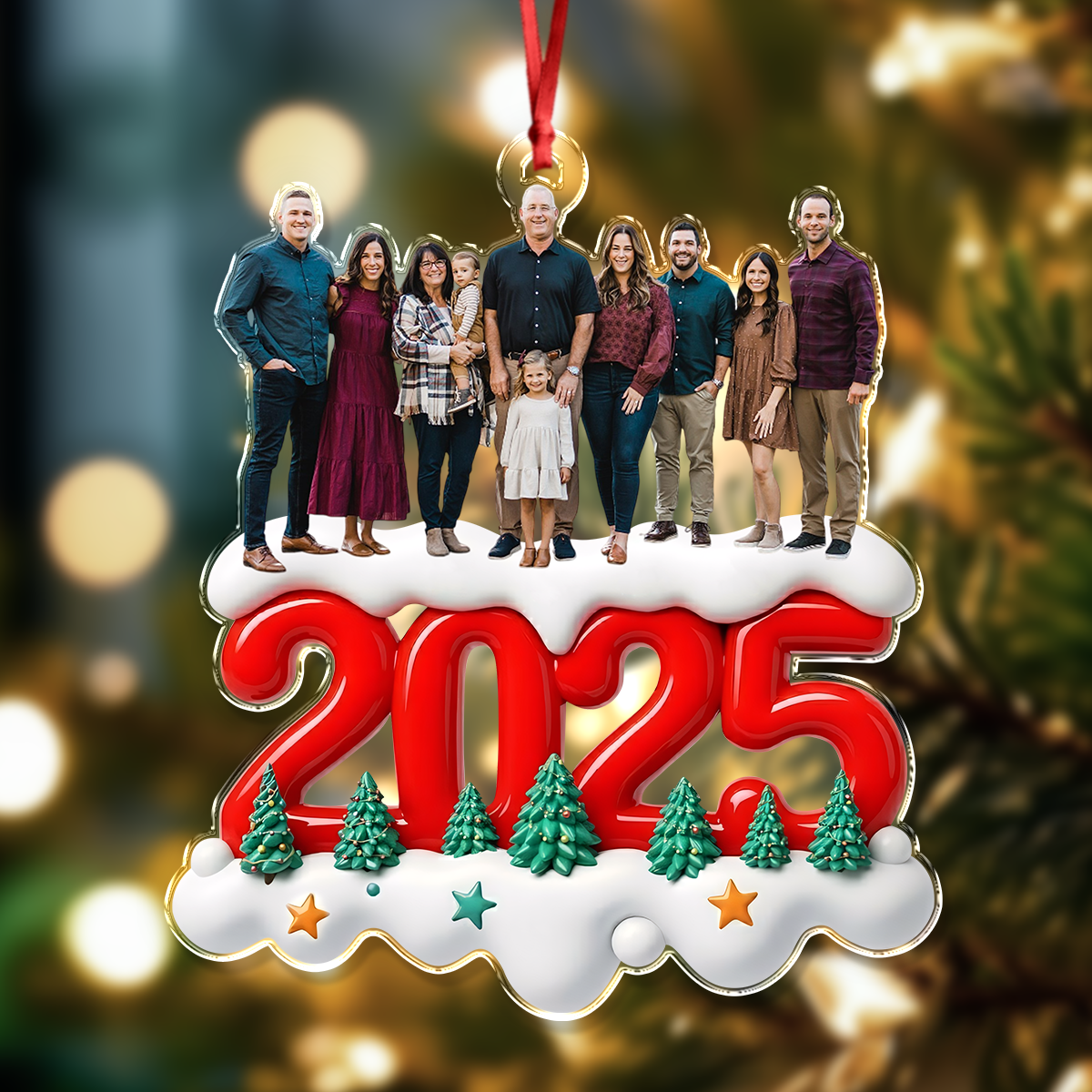 Custom Photo Together Forever Now Family Acrylic Ornament Gift For Mom, Dad, Brother, Sister, Kids HO82 900210