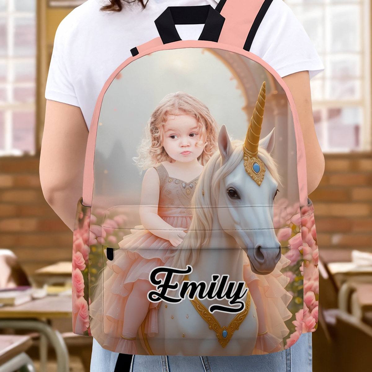 Custom Photo Boy Riding Dinosaur Backpack Back To School Gift For Son Daughter CH07 896466