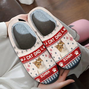 Custom Photo Cat Dad Cat Mom Slipper For Christmas TH10 894453
