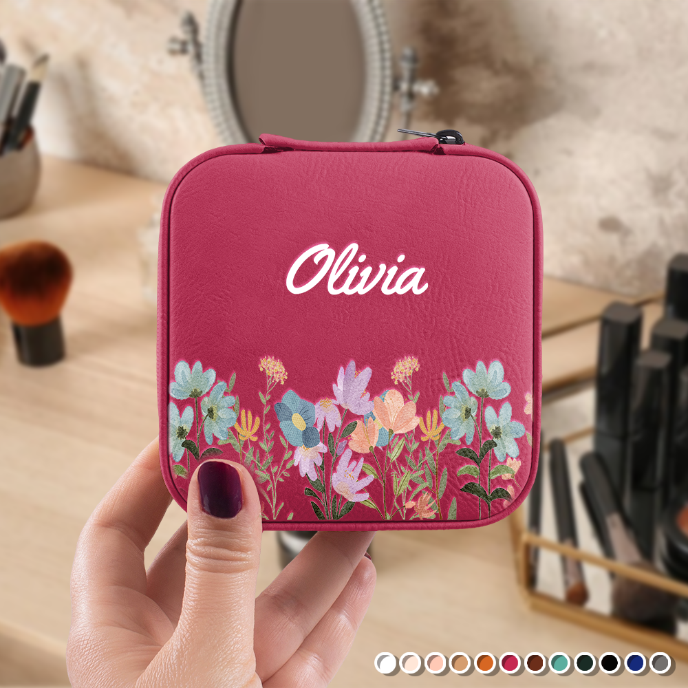 Custom Name With Floral Personalized Gift Travel Jewelry Box For Wife Valentine's Day TH10 898089