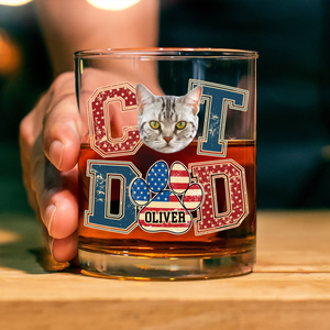 Custom Photo Best Cat Dad Whiskey Glass Gift For Father's Day, Cat Lovers HO82 894038