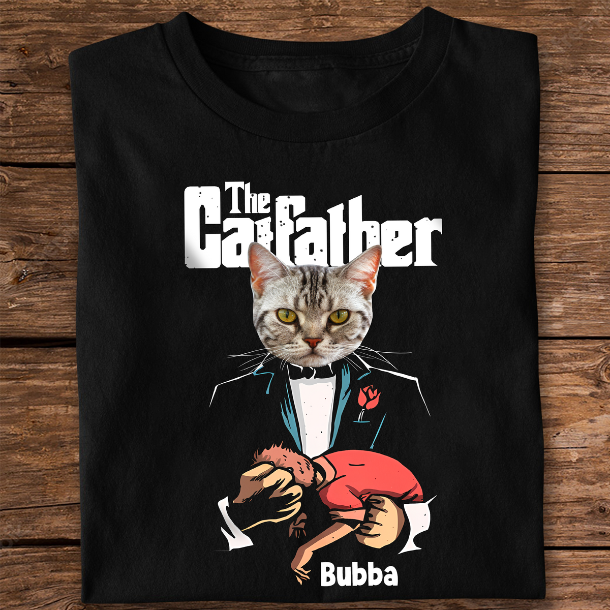 Custom Cat Face Photo The Catfather Shirt Personalized Gift For Dad HO82 893848