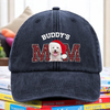 Custom Photo Dog Cat Dad Mom With Christmas Washed Denim Baseball Cap Gift For Dad Mom On Christmas HO82 894346