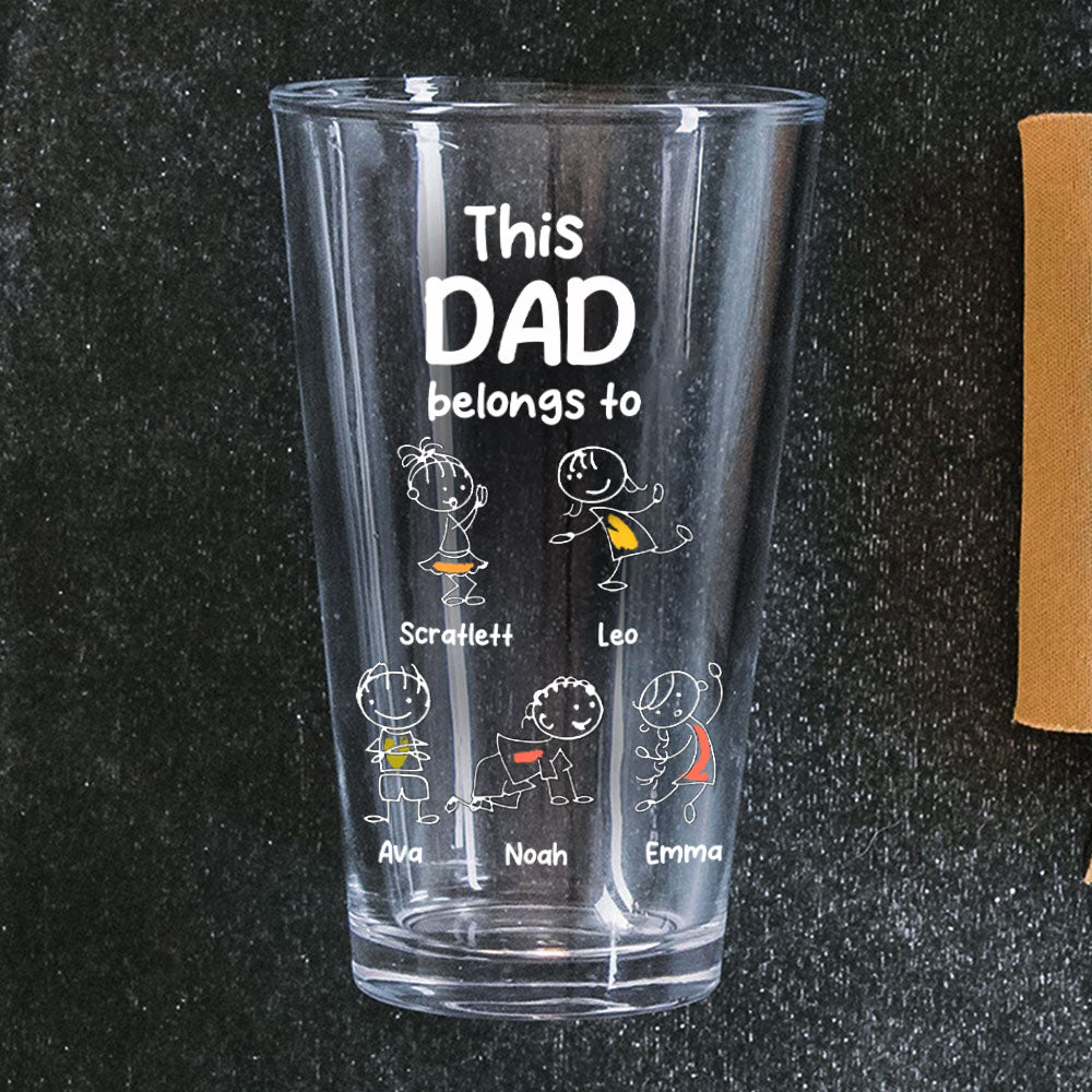 Personalized This Grandpa Belongs To Grandchildren Print Beer Glass HA75 892212