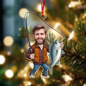 Custom Face Fisherman Fishing Acrylic Ornament Gift For Fishing Lovers HA75 897552