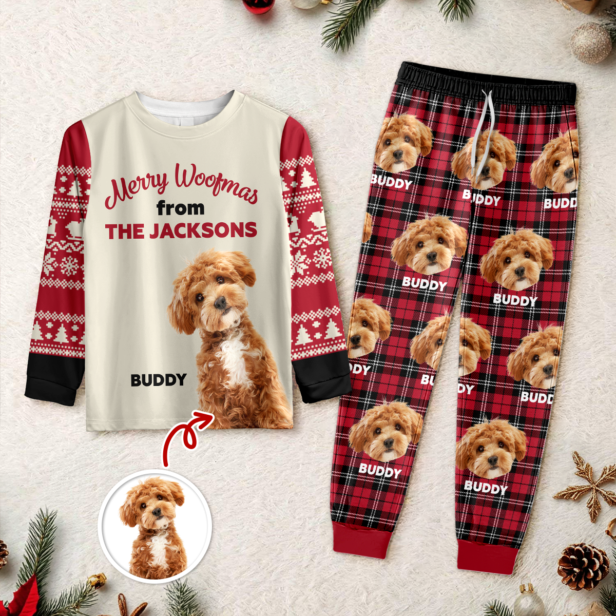 Custom Photo Merry Woofmas Sleepwear For Dog Lovers LM32 895581