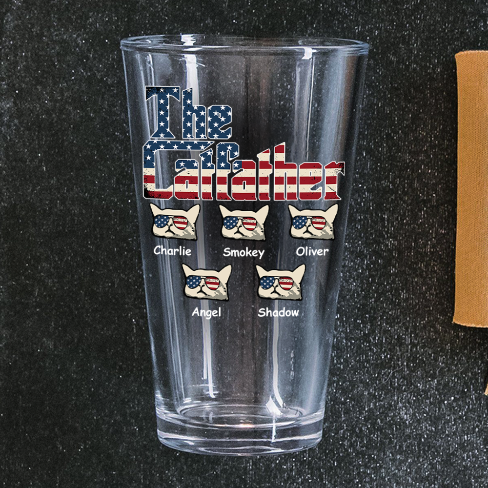 The Catfather US Flag Cat Personalized Print Beer Glass HA75 892414