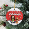 Dog Mom Cartoon In Christmas - Personalized 3D Inflated Effect Ceramic Ornament LM32 897159