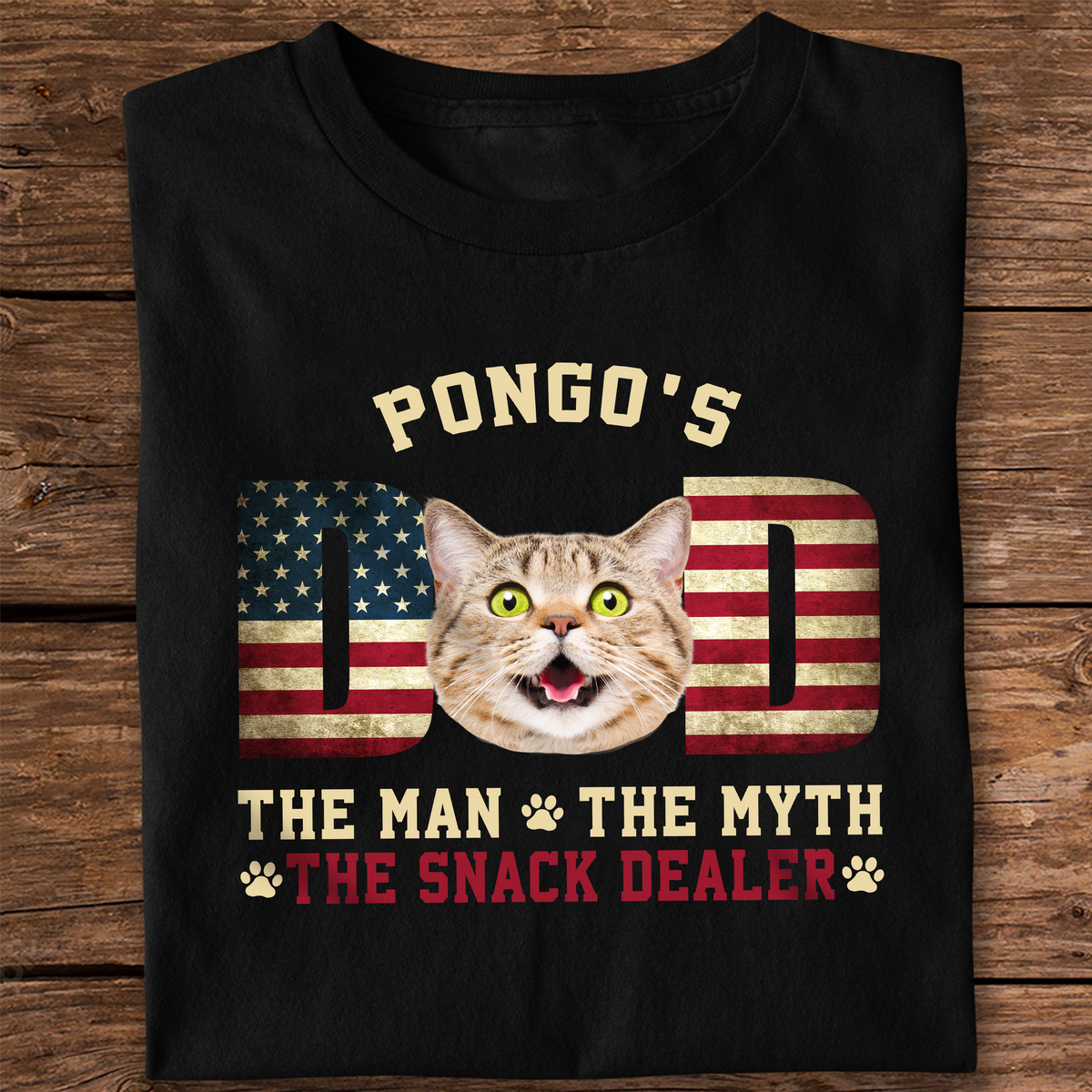 Custom Photo Cat - Cat's Dad The Man The Myth The Dealer American Flag Dad Shirt HA75 892442