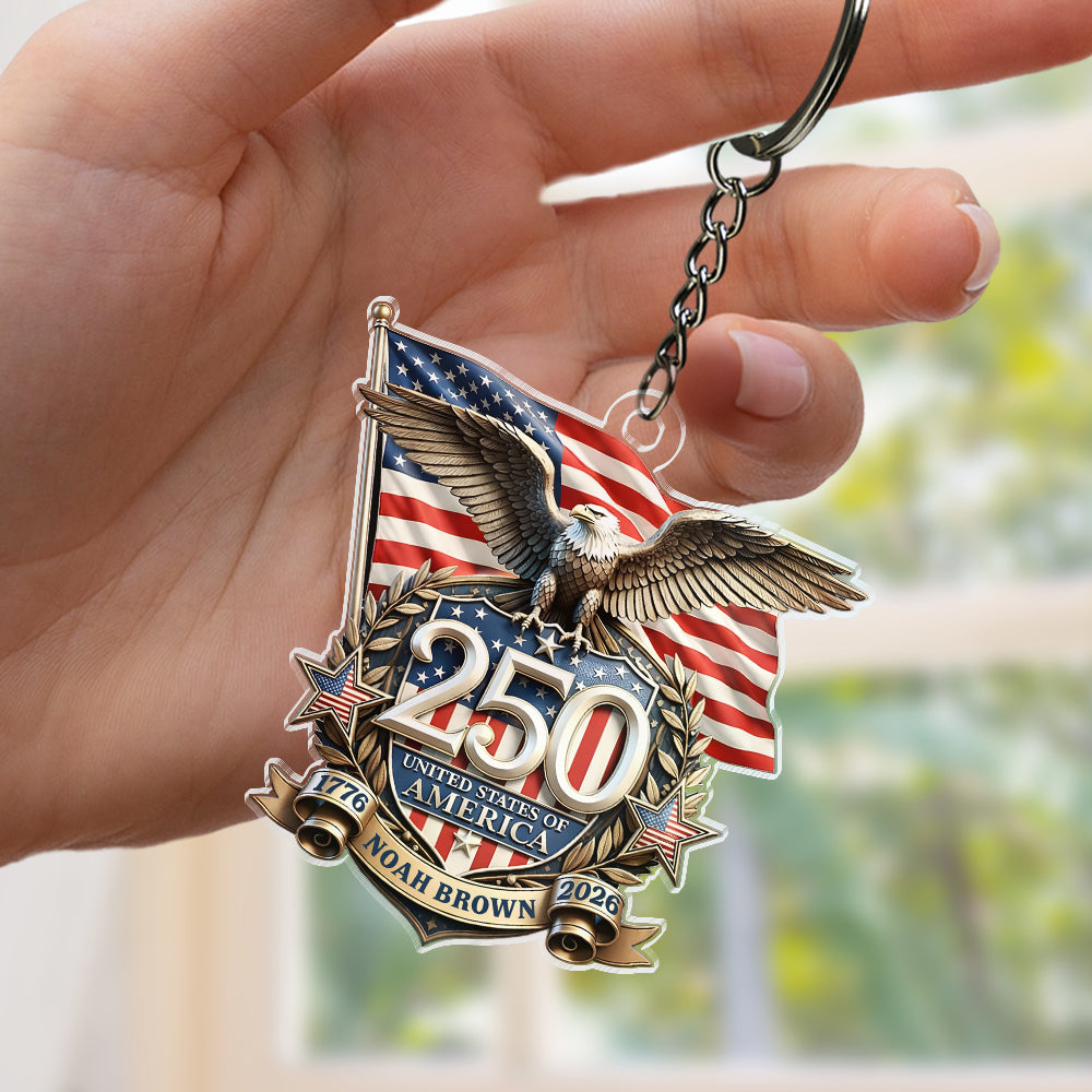 Personalized America 250th Anniversary Patriot Eagle Acrylic Keychain HA75 921024