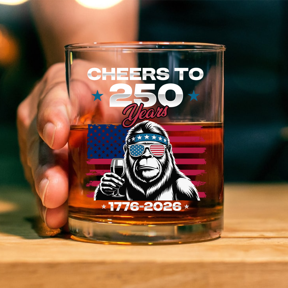 Custom Dog Photo With Big Foot Cheer To 250 Years Of Freedom Patriot Whiskey Glass LM32 895275