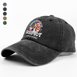 Custom Photo Proud Owner Of Good Boy Washed Denim Baseball Cap LM32 895109