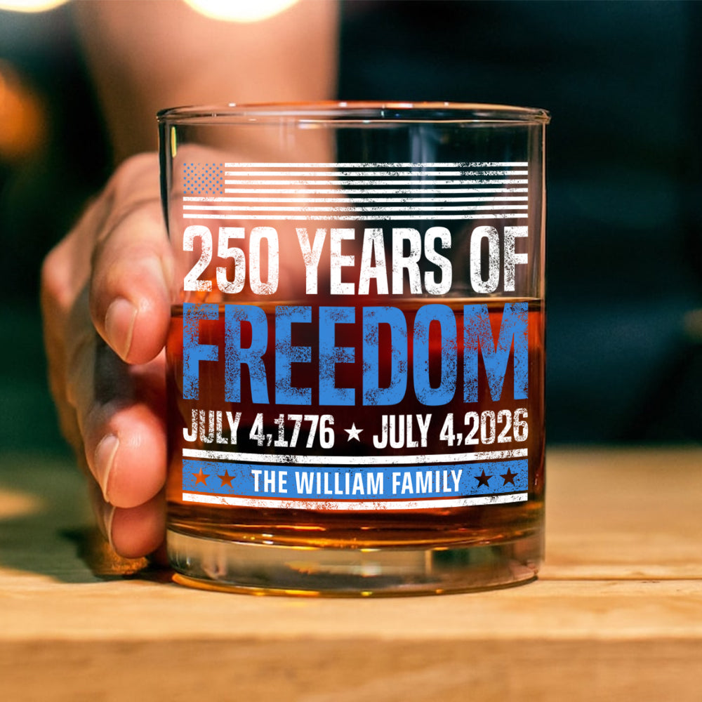 Custom Family Name 250 Years Of Freedom 1776-2026 Print Rock Glass LM32 895313