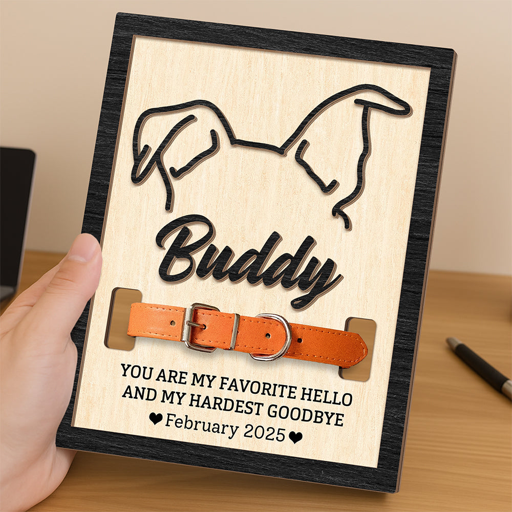 Custom Dog Ear Memorial 2-Layers Wooden Collar Frame LM32 893781