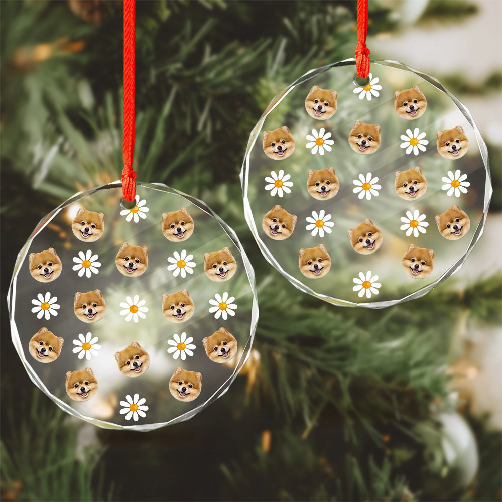 Custom Face Photo With Icon For Pet Lover Glass Ornament TH10 894293