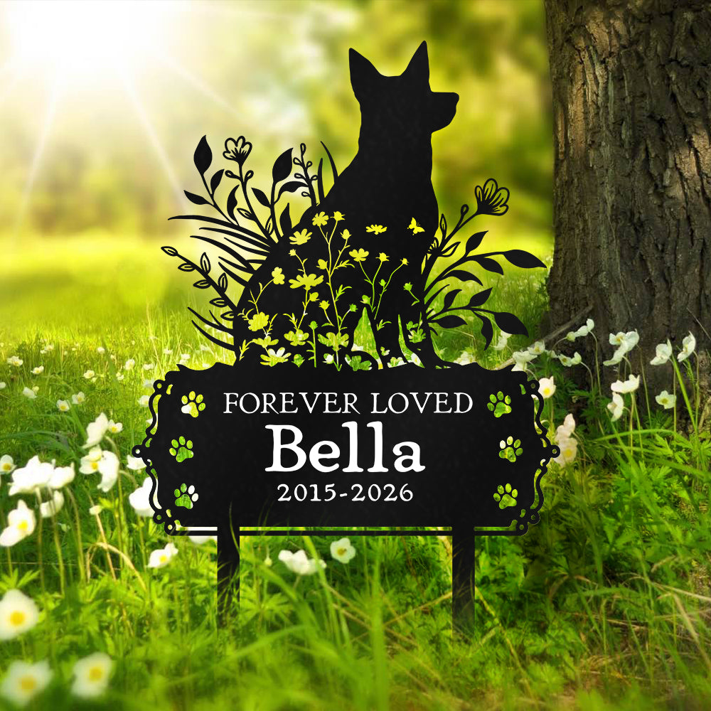 Custom Name Forever Loved Dog Grave Marker - Personalized Pet Memorial Garden Stake HO82 902186