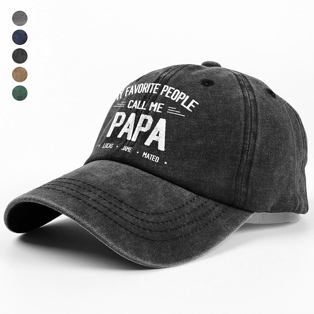 Personalized My Favorite People Call Me Daddy Vintage Washed Denim Baseball Cap HO82 894450