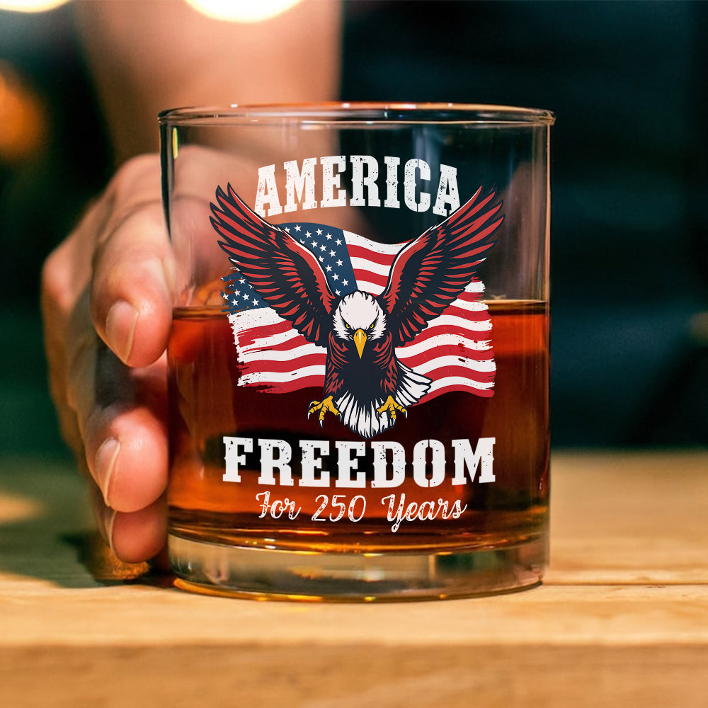 America 250 Years of Freedom Patriotic Eagle Flag Whiskey Glass HA75 897342