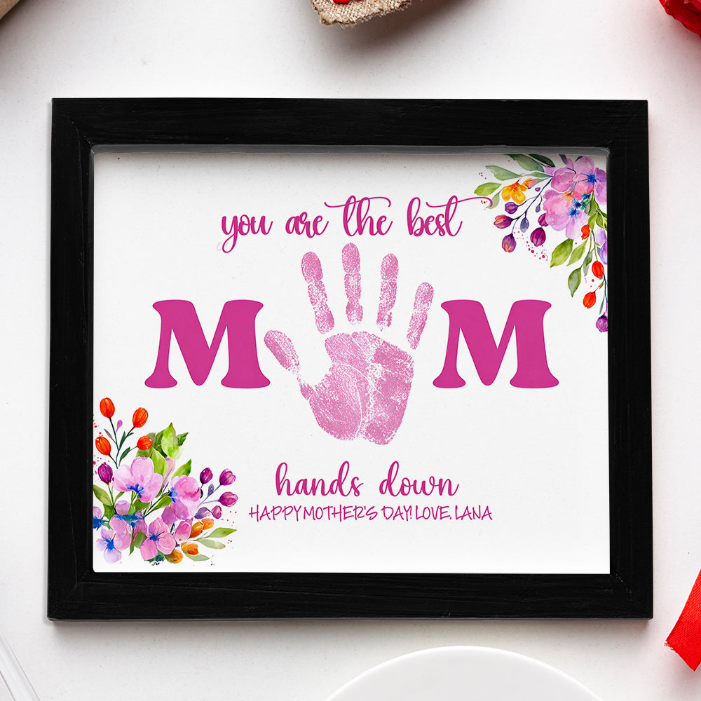 Custom Name You Are The Best Mom Handprint 2-Layered Wooden Plaque With Stand TH10 169011