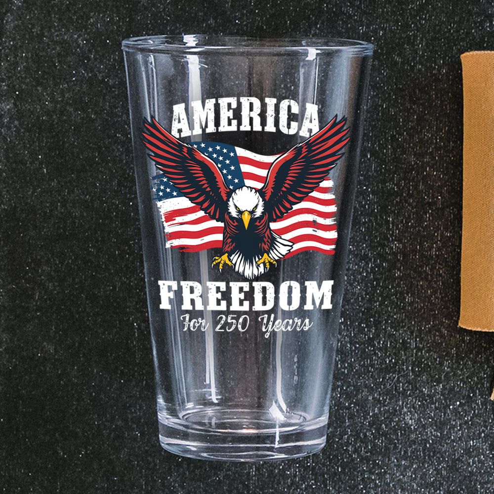 America 250 Years of Freedom Patriotic Eagle Flag Print Beer Glass HA75 897348