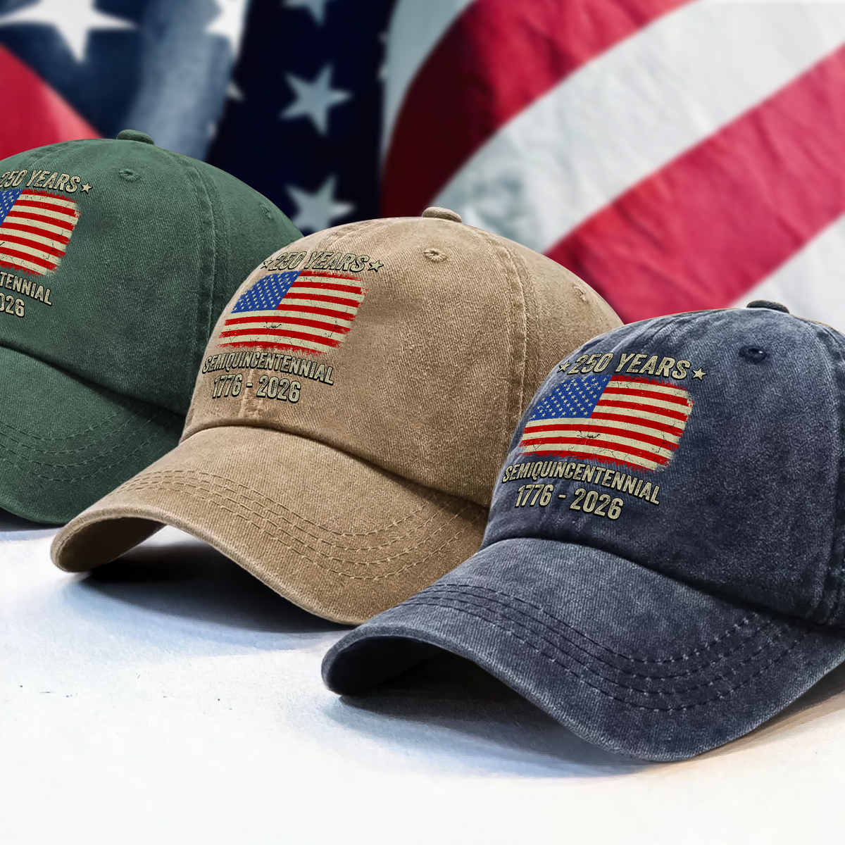 Celebrate 250th Anniversary United States Semiquincentennial Washed Denim Baseball Cap HO82 894768