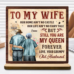To My Queen 2-Layer Standing Wooden Plaque Personalized Gift For Couple, Wife HO82 894498