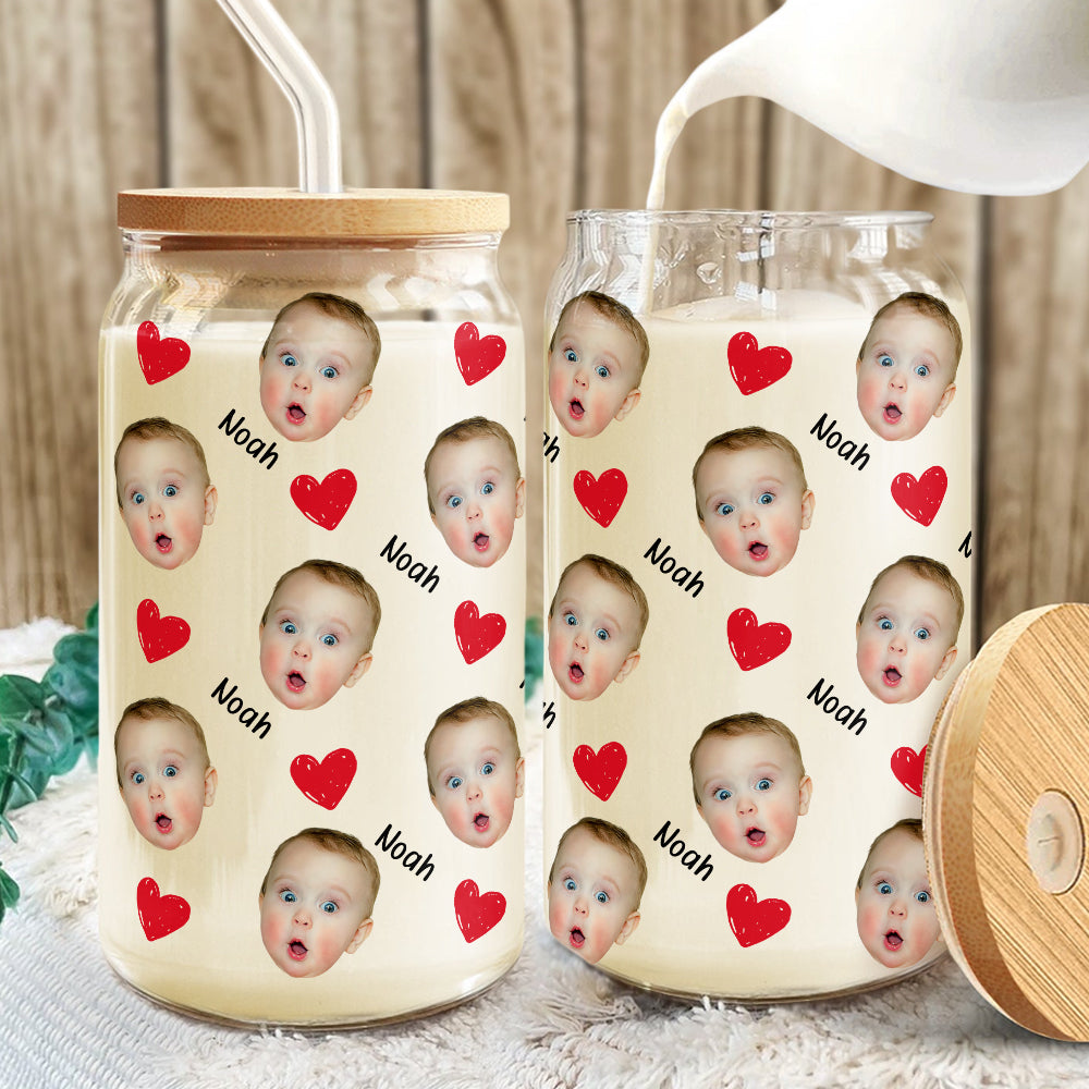 Custom Funny Baby Face Glass Can Father's Day Gift Mother's Day Gift CH07 895662