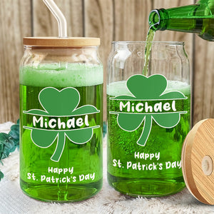 Custom Name Happy Patrick's Day Glass Can With Lid TH10 898049