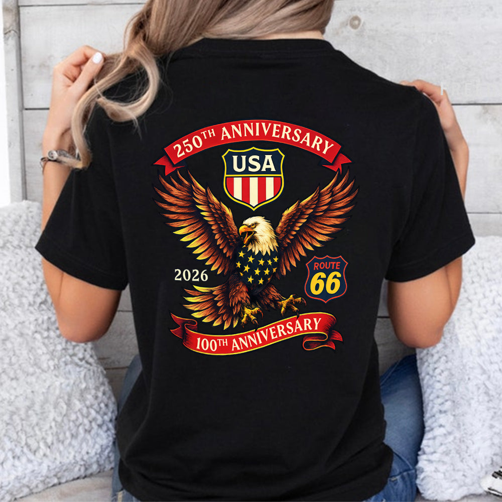 Celebrate America 250 & Honoring 100 Years of Route 66 Back Shirt CH07 910508