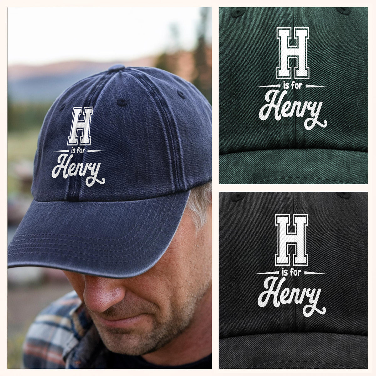 Personalized Custom Name On Washed Denim Baseball Cap TH10 896169